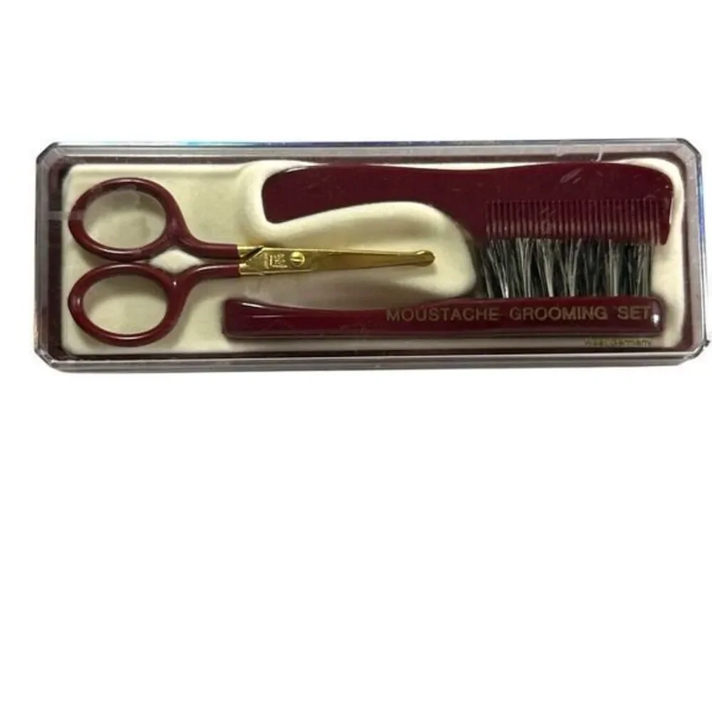 Vintage 3 Piece Baby Grooming Kit Comb Brush Safety Scissors In Box Germany Rare